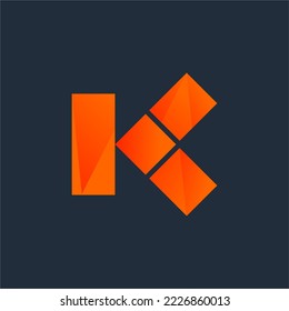 Logotipos K colorido único simple