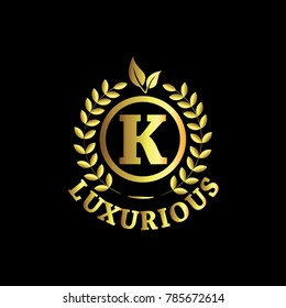 K Luxurious Logo Gold Vector Template Design
