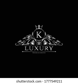 K Luxury Logo. Template flourishes calligraphic elegant ornament lines. Business sign, identity for Restaurant, Royalty, Boutique, Cafe, Hotel, Heraldic, Jewelry, Fashion and other vector illustration