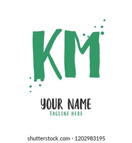 K M Handwritten logo template