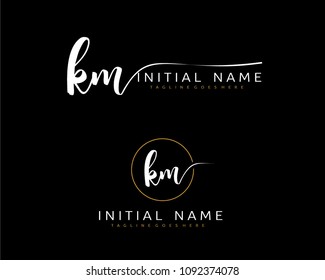 K M Initial handwriting logo vector. Hand lettering for designs.