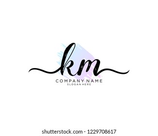 K M Initial handwriting logo vector