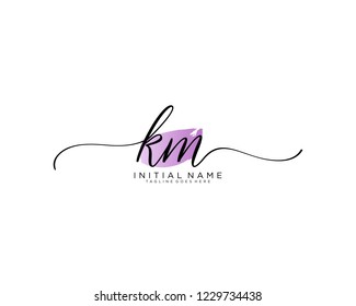 K M Initial handwriting logo vector