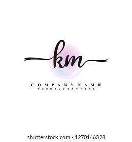 K M Initial handwriting logo vector