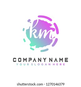 K M Initial handwriting logo vector