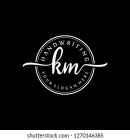 K M Initial handwriting logo vector