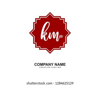K M Initial Handwriting Logo Template Vector