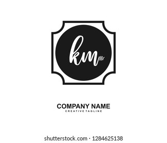K M Initial Handwriting Logo Template Vector