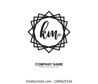 K M Initial Handwriting Logo Template Vector