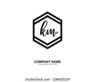 K M Initial Handwriting Logo Template Vector