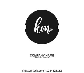 K M Initial Handwriting Logo Template Vector