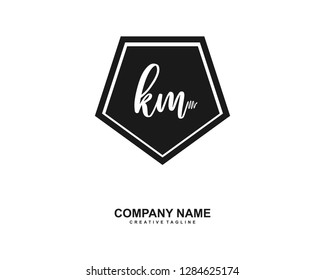 K M Initial Handwriting Logo Template Vector