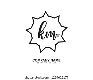 K M Initial Handwriting Logo Template Vector