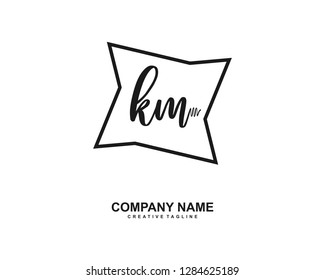 K M Initial Handwriting Logo Template Vector