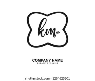 K M Initial Handwriting Logo Template Vector