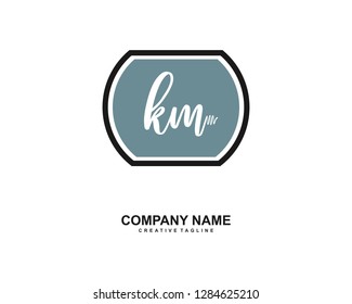 K M Initial Handwriting Logo Template Vector