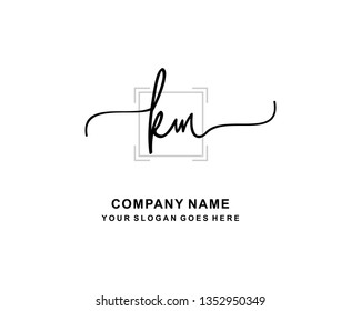 K M Initial Handwriting Logo Template