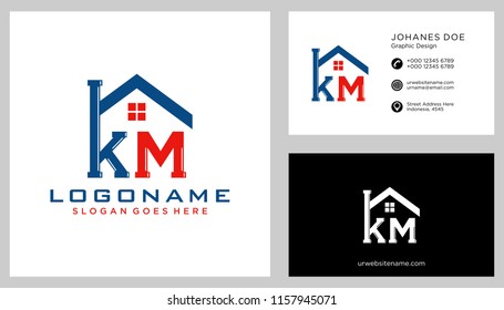 K M initial logo template vector