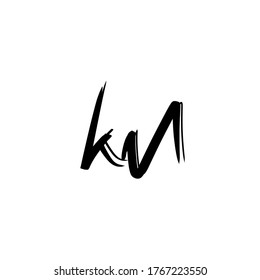 k m km letra inicial manuscrita y logotipo de la firma. fondo blanco aislado