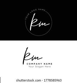  K M KM Initial letter handwriting and signature logo.