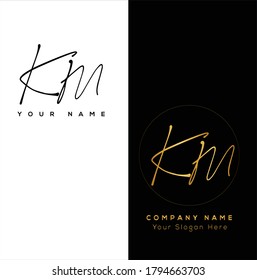 K M KM  Initial letter handwriting and signature logo. Beauty vector initial logo .Fashion, boutique, floral and botanical