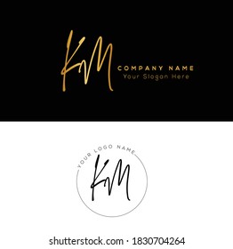K M KM Initial letter handwriting and signature logo. Beauty vector initial logo .Fashion, boutique, floral and botanical