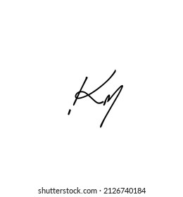 K m Km initial letter handwriting and signature logo