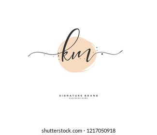 K M KM initial logo handwriting  template vector