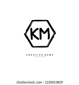 K M KM Initial logo template vector