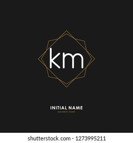 K M KM Initial logo letter with minimalist concept. Vector with scandinavian style logo.