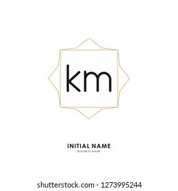 K M KM Initial logo letter with minimalist concept. Vector with scandinavian style logo.
