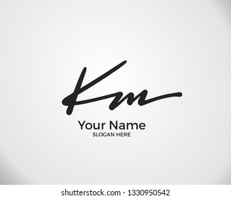 K M KM initial logo signature vector. Handwriting concept logo.