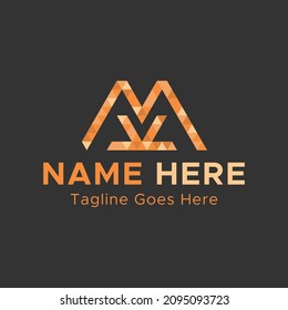 Logotipo de letra K y M.Logo de resumen minimalista en color naranja claro.Logo de forma cuadrada redonda.