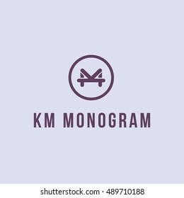 K & M Letter Minimalistic Abstract Logo Template Vector for technology, design, interior, furniture company