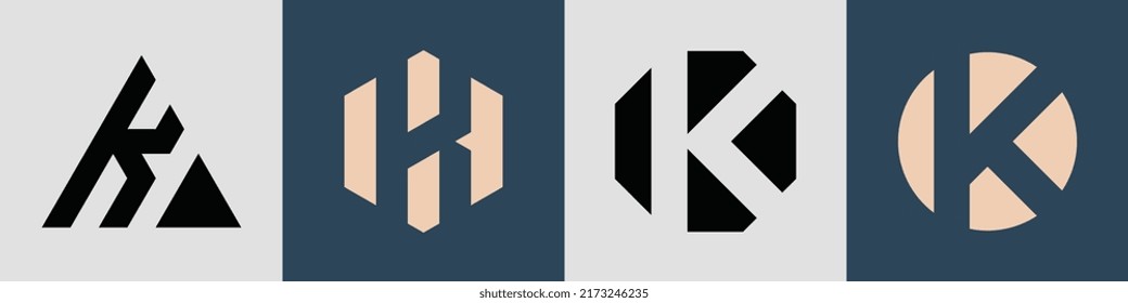 K moderne Anfangsbuchstaben Logo Design Vektorbündel. Es ist geeignet, für welche Firma oder Marke diese anfänglich gegründet wird.