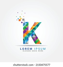 K Modern letter logo design with multicolor. K logo template vector illustration design. Creative modern letters vector icon logo illustration