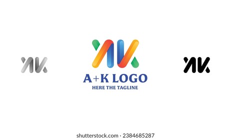 A and K modern logo. Monogram letter colorful design. Brand identity template vector illustration