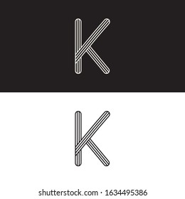 K Modern Minimal Mutiple Line Art Logo Sign Symbol Alphabet. Design Vector Graphic EPS10