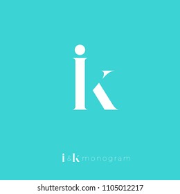 I and K monogram. I and K crossed letters, combined letters initials.