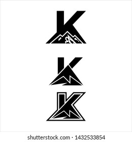 k and mountain logo design concepts