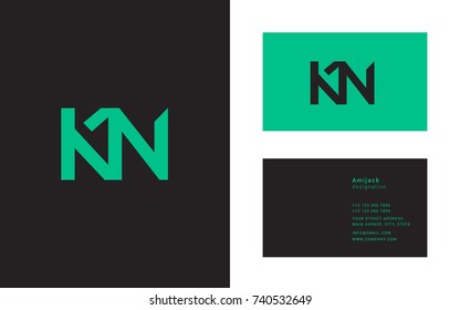K N double letter logo design with business card template