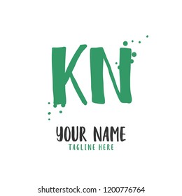 K N Handwritten logo template