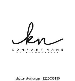 K N Initial handwriting logo vector