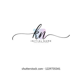 K N Initial handwriting logo vector