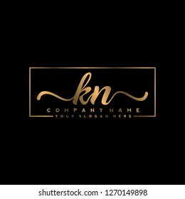  K N Initial handwriting logo vector