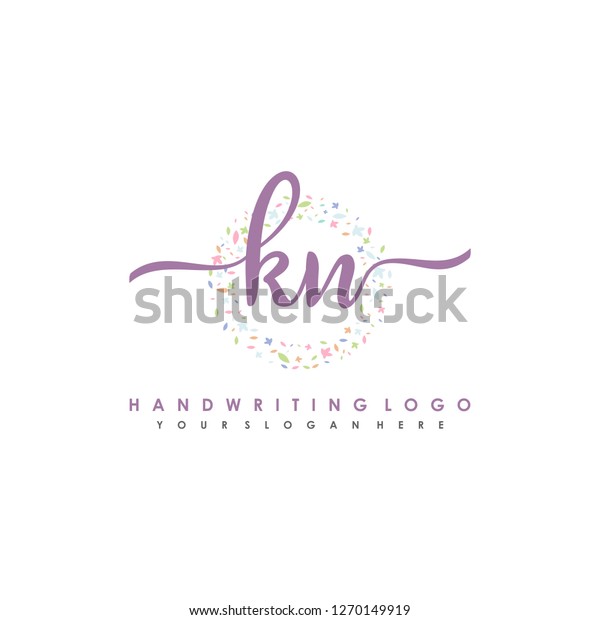 K N Initial Handwriting Logo Vector Stock Vector (Royalty Free ...