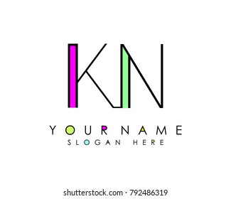 K & N initial minimalist logo template vector