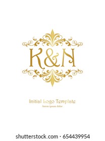 K & N initial wedding logo template vector