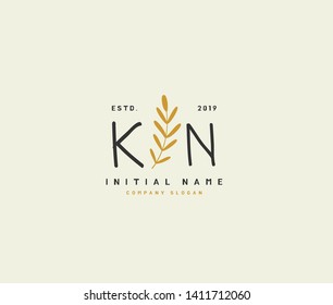 K N KN Beauty vector initial logo, handwriting logo of initial wedding, fashion, jewerly, heraldic, boutique, floral and botanical with creative template for any company or business.