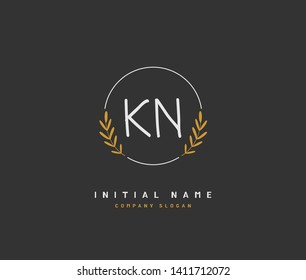K N KN Beauty vector initial logo, handwriting logo of initial wedding, fashion, jewerly, heraldic, boutique, floral and botanical with creative template for any company or business.